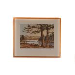 A pair of James Priddey lithographs, depicting 'Loch Morlich in Glen More' and 'Loch Tyne', framed