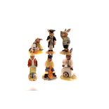 A selection of six Royal Doulton Bunnykins porcelain figures, comprising Bogey DB32, Gardener DB156,