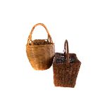 A selection of five wicker baskets