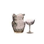 A pair of 19th century glass rummers, together with a cut glass jug, a set of five champagne bowls