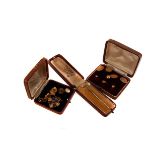 A gentleman's lot, including a gilt metal stud and cufflink set in case, two stick pins and