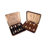 Three cased silver spoon sets, including a set of Edward VII Birmingham hallmarked, dated 1902 by