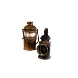 A French S.Gillet brass lantern, together with another black painted lantern (2)