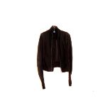 A Rich Owens suede and silk bomber jacket, in grey with suede neck, shoulders and sleeves