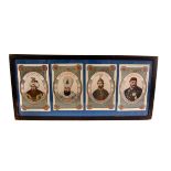 A set of four photogravure picture cards, all depicting a different Sultan, including Ahmed Khan