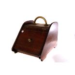 A 19th century mahogany coal scuttle, with brass fittings