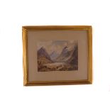 A pair of 19th century water landscapes of alpine scenes, possibly by Chappel, 28.5cm by 39cm,