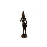 An early 20th century bronze figure of a Deity, having damage to the left arm, approx 46cm H, AF