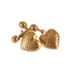 A pair of 9ct gold heart shaped cufflinks, marked Birmingham, approx 2g (2)