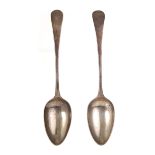 A pair of Georgian silver table spoons,  both marked London 1828, approx 3.7ozt