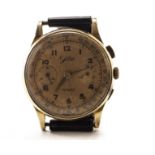 A vintage gold Jolus chronograph automatic gentleman's wristwatch, having gilt dial with