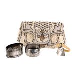 A group of various silver items, including napkin rings, tea spoons and a cased set, together with