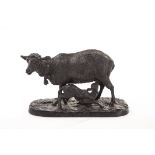 Pierre Jules Mêne (1810-1879), a sheep and lamb, bronze, on a naturalistic base, signed and dated `