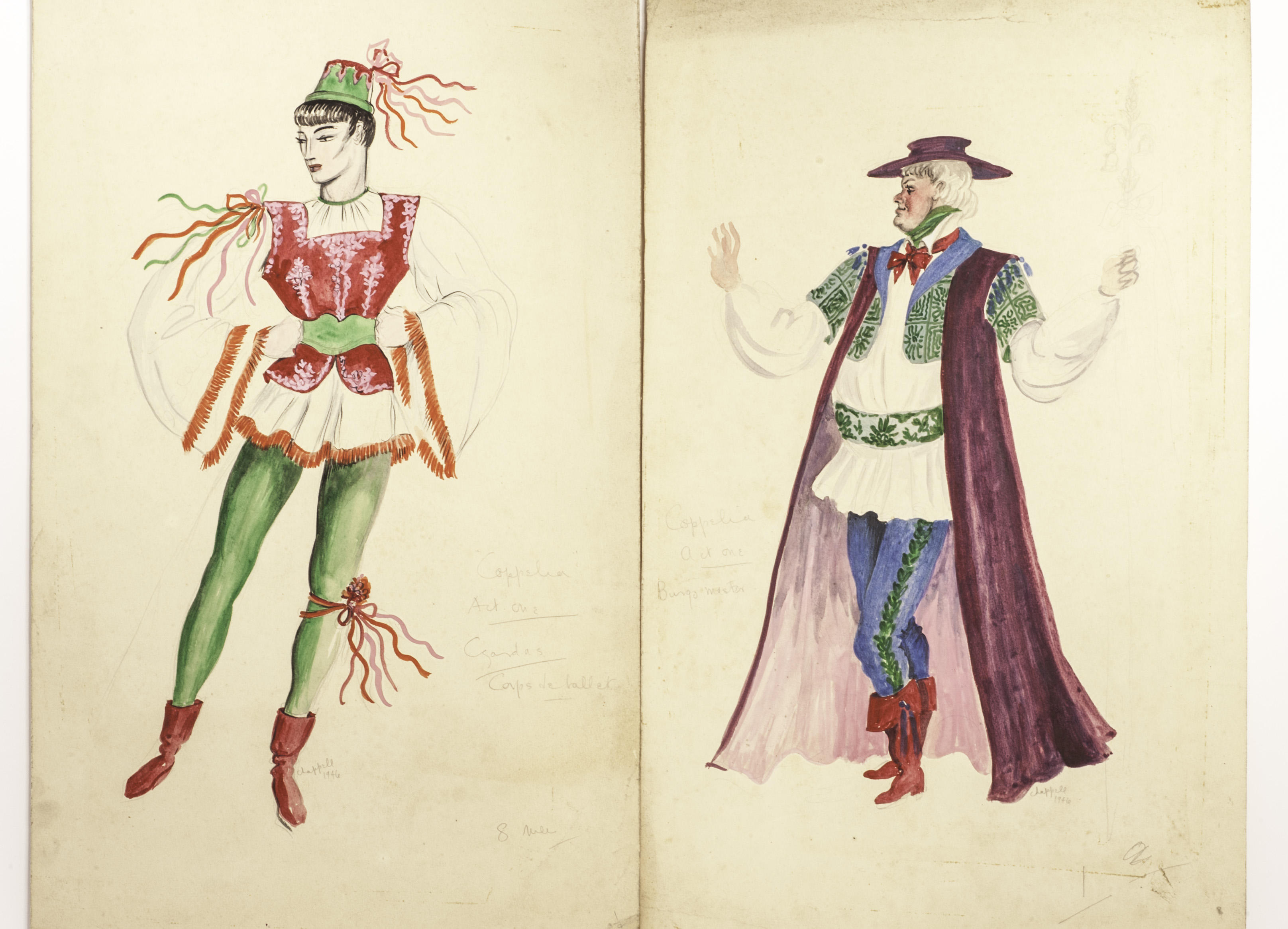 William Chappell (1907-1994) a group of approx 11 costume design drawings relating to the Coppelia - Image 4 of 5