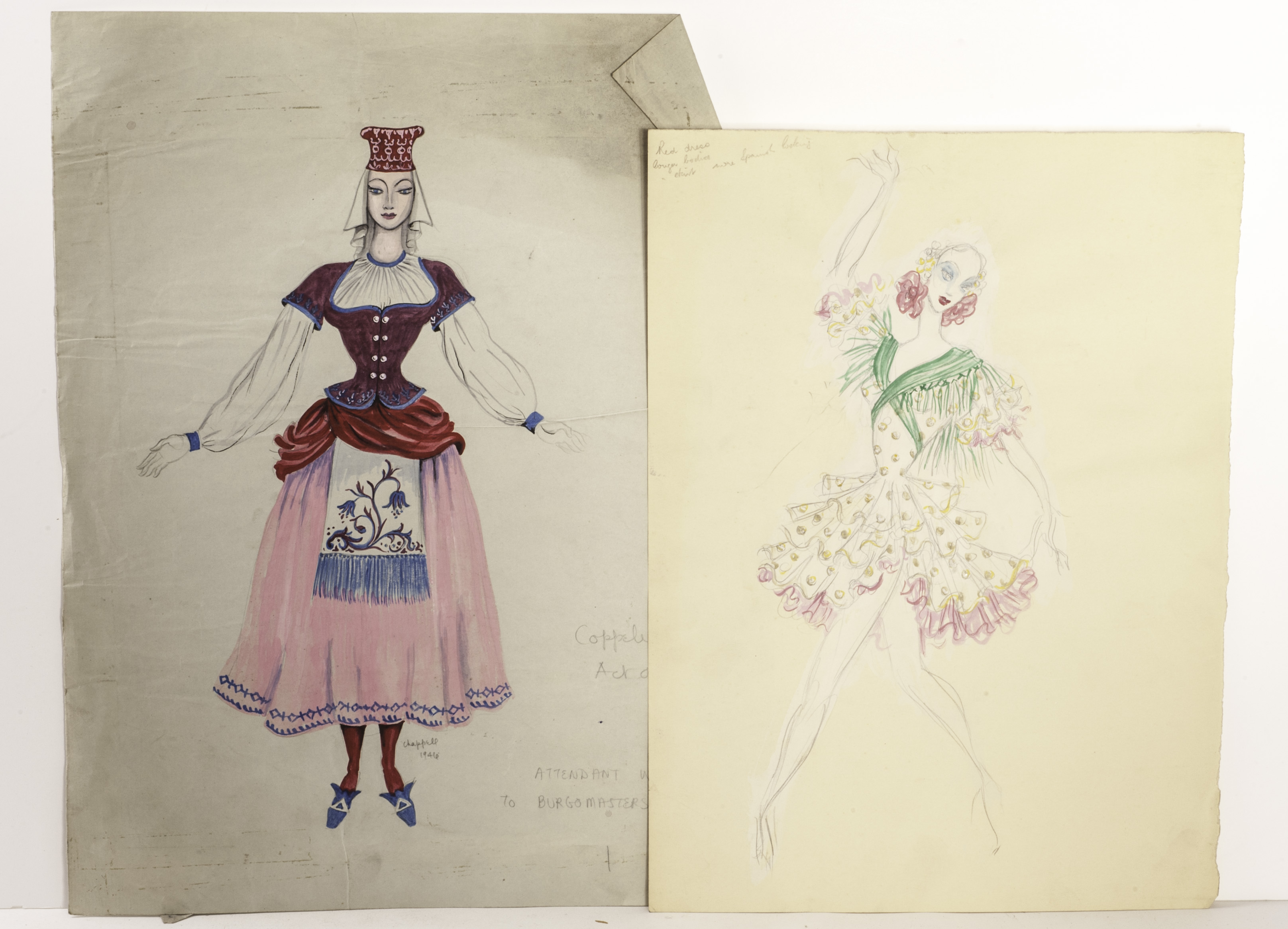 William Chappell (1907-1994) a group of approx 11 costume design drawings relating to the Coppelia - Image 2 of 5