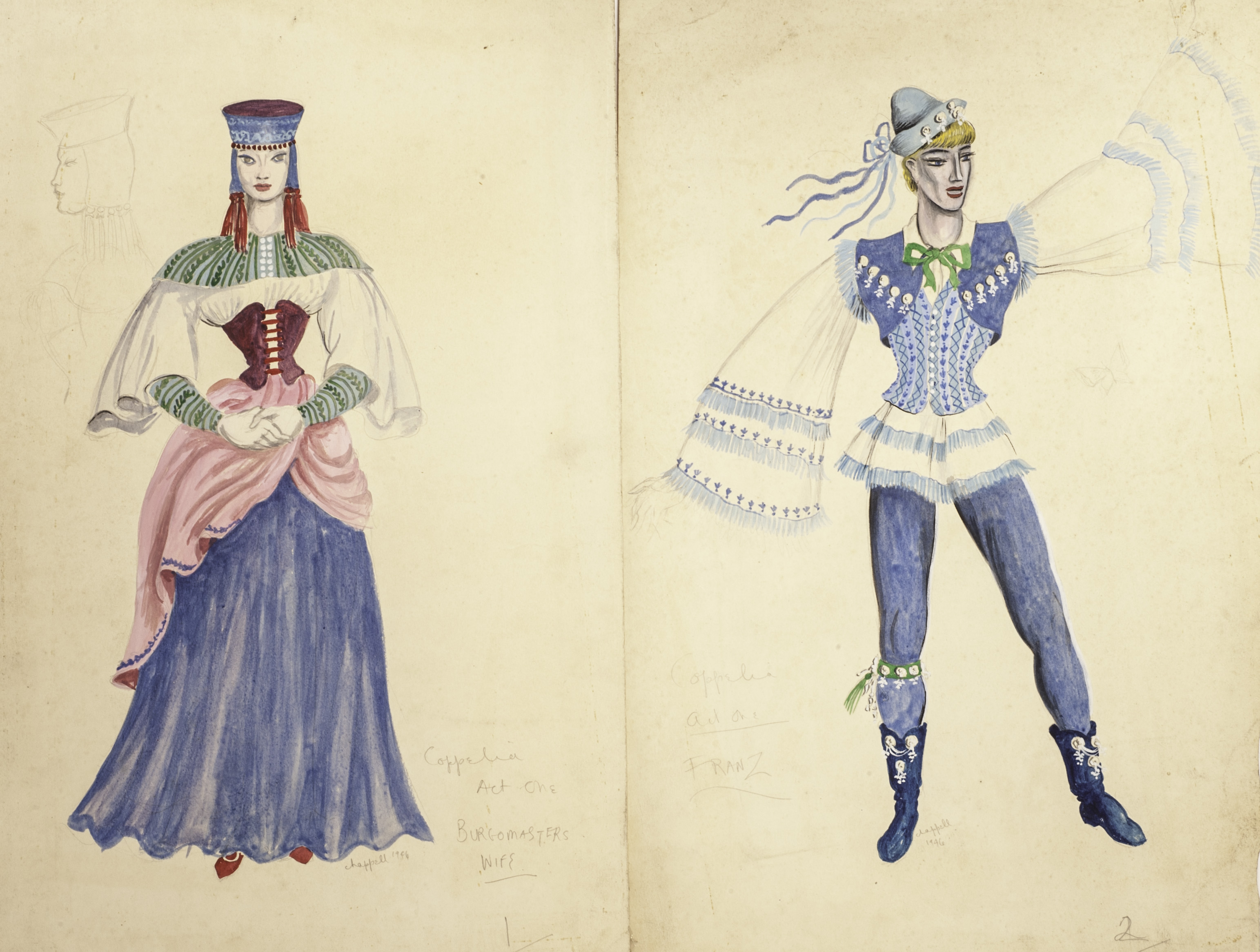 William Chappell (1907-1994) a group of approx 11 costume design drawings relating to the Coppelia - Image 5 of 5