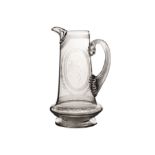 A 19th century Stourbridge crystal jug, marked 1868 and by Thomas Webb, the wheel cut engraving