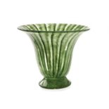 A Monart style glass footed vase, the flared trumpet shaped form, similar to shape TB size VII, with