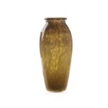 An unusual Monart Glass vase, the tapering ovoid form with short inverted neck in mottled brown