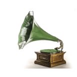 Horn gramophone: a Gramo­phone and Typewriter Monarch Senior Gramophone with triple-spring spiral