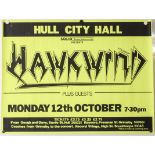 Hawkwind: Original gig poster for Hull City Hall, 12th Oct 1981, approx. 30”x40”, some small surface