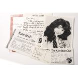 Kate Bush: small collection of original Fan Club paper work including membership card introductory