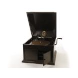 Table grand gramophone: an HMV Model 103, with no. 4 soundbox, in oak case with transfer of L.J.