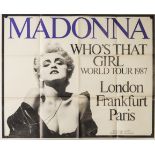 Madonna: UK promo poster for Who’s That Girl 1987 World Tour, approx. 36”x44”, folded, in good