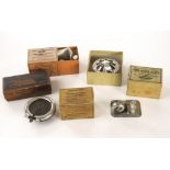 Gramophone accessories: four different HMV fibre cutters (3 in cartons); a speed tester in carton; a