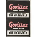 Punk Interest: An original gig poster for the Gorillas at the Nashville, 13th and 20th Feb 1977,