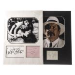 Autographs: four mounted autographed photographs Madeline Smith, Laurence Olivier, Peter Ustinov and