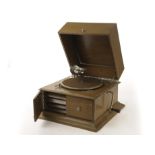 Table grand gramophone: a table grand gramophone, un-named, with Concert soundbox, light oak case