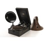 Portable gramophone: an HMV C102A portable gramophone, No.102032134, with 5A soundbox; an Amplion