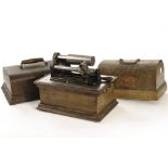 Phonograph parts: a Columbia Model AT (no reproducer or horn, trunnion defective, replacement