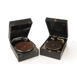 Portable gramophones: aColumbia Model 109A, with No. 9 soundbox; and a 211Z, with 24 soundbox,