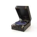 Portable gramophone: a Columbia Mode 201, with No, 9 soundbox and nickel fittings (handle defective)