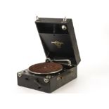 Portable gramophone: a Col­um­bia 109, with No, 8 soundbox on straight tone-arm