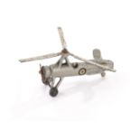 A Pre-War Dinky Toys 66f Army Co-operation Autogiro, silver body and blades, red prop, RAF roundels,