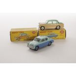 A Dinky Toys 166 Sunbeam Rapier Saloon, blue lower body and hubs, turquoise upper, 175 Hillman