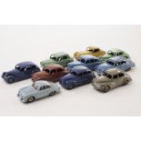 1950s-60s Dinky Toy Cars, including 151 Triumph, dark blue, mid blue hubs, 40f Hillman Minx, pale