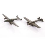 A Pre-War Dinky Toys 68b Frobisher Class Air Liner, dark green and brown camouflaged body, RAF