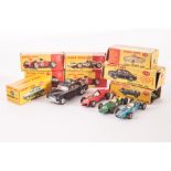 Dinky Toys Cars: 189 Triumph Herald, 242 Ferrari (2), 240 Cooper, 243 BRM, 113 MGB, 256 Police