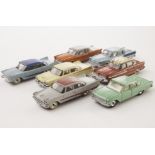 Dinky Toys American Cars, including Plymouth Fury, 131 Cadillac Eldorado, 173 Nash Rambler, 192 De