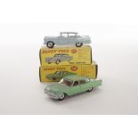 A Dinky Toys 177 Opel Kapitan, light blue body, red interior, spun hubs, 148 Ford Fairlane, pea