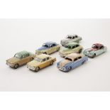 Two Tone Dinky Toys, 170 Ford Sedan, blue/pink, 159 Morris Oxford, cream/green, 157 Jaguar,