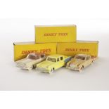 Dinky Toys American Cars, 169 Studebaker Golden Hawk, tan/red, 179 Studebaker President, yellow/