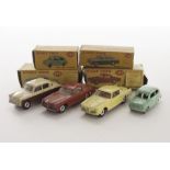 Dinky Toy Cars, 183 Fiat 600 Saloon, pale green body, 168 Singer Gazelle, brown/cream body, 185 Alfa