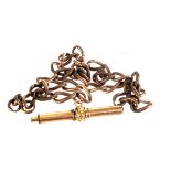 A 9ct gold watch chain, together with  a yellow metal pencil pendant, approx 33.1g (2)