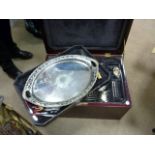 A large canteen of silver plated items, to include flatware, a tea set and tray, AF