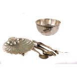 A silver shell dish marked Sheffield 1891, together with a George V silver bowl marked London